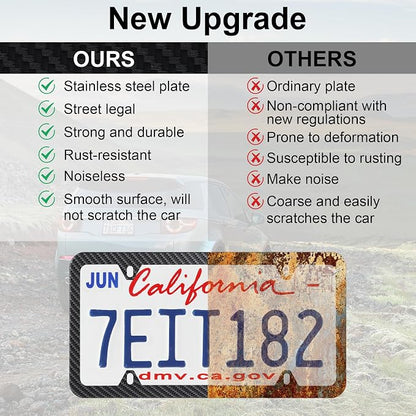LivTee Carbon Fiber License Plate Frames, 4 Holes Stainless Steel License Plate - Image 6