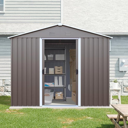 4x8 FT Outdoor Storage Shed, Metal Garden Shed - Image 7