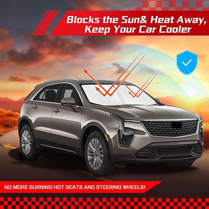 ARISMOTOR Windshield Sun Shade for Cadillac XT4 2019-2025, Custom Fit Foldable - Image 7