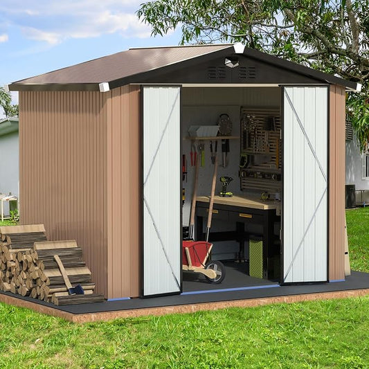 Metal Storage Shed, Outdoor Storage Building 8x6, Large Backyard Shed by Sannwsg