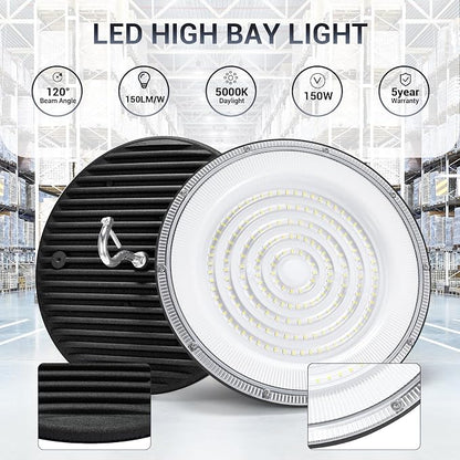 150W UFO Led High Bay Light, 21050LM 5000K Daylight Area Lighting, IP66 - Image 5