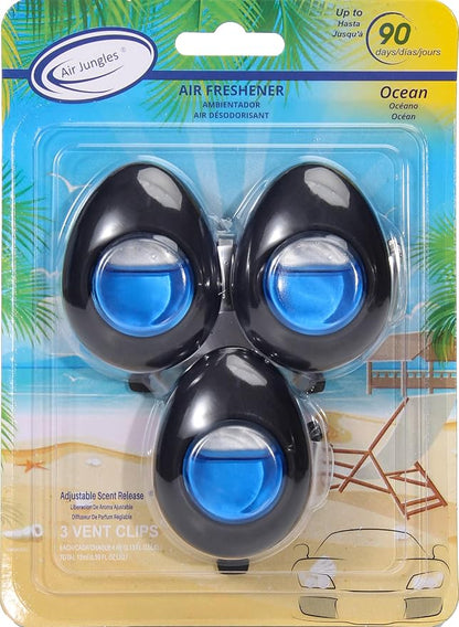 Air Jungles Car Air Freshener Vent Clip 3 Count, Ocean Scent, 4 ml Each by AirJungles