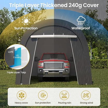 Kiss the Water Carport, Round Portable Garage, Steel Heavy Duty Carport - Image 6