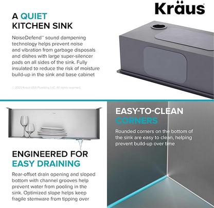 KRAUS Kore 27-Inch Undermount Workstation 16 Gauge Single Bowl Stainless Steel - Image 10