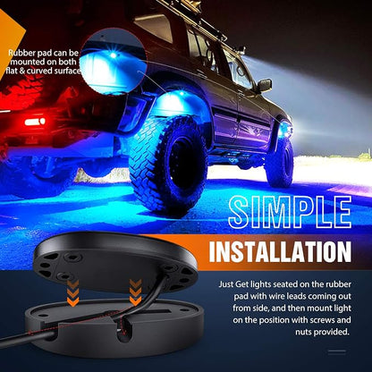 Nilight LED Rock Light 4PCS Underglow Wheel Well Pods Waterproof Exterior - Image 6