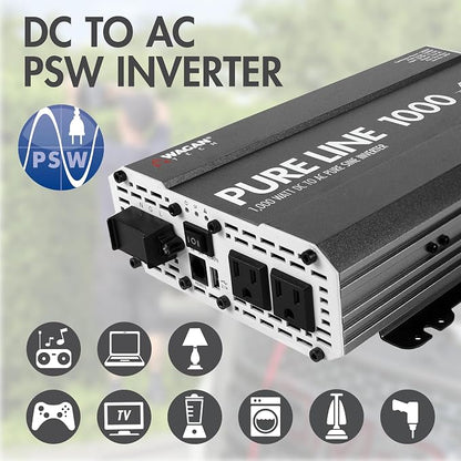 Wagan EL3804 Pure Line Inverter 1000 Watt DC 12V to 110V AC Car Pure Sine Wave - Image 5