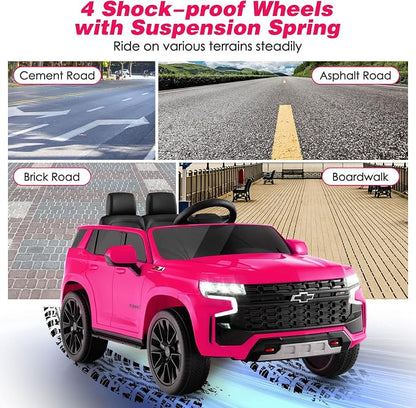 HONEY JOY Ride On Truck, 12V Licensed Chevrolet Tahoe, Chevy Electric Vehicle - Image 3