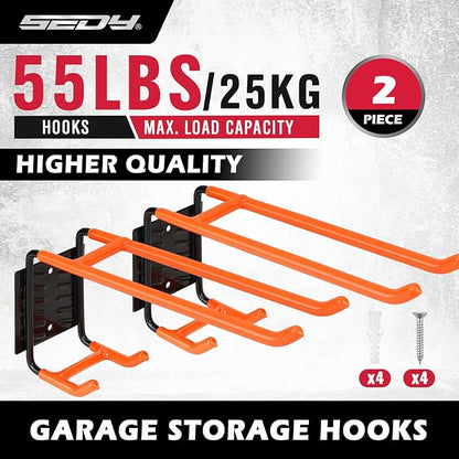 2-Piece 9.4" Heavy Duty Garage Hooks, Sturdy Utility Hooks Holds 55 LB Wall - Image 2