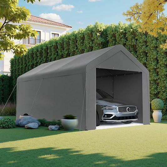 Carport 10x20 Heavy Duty Portable Garage w/Removable Sidewalls & Roll-Up Door by Kecreque