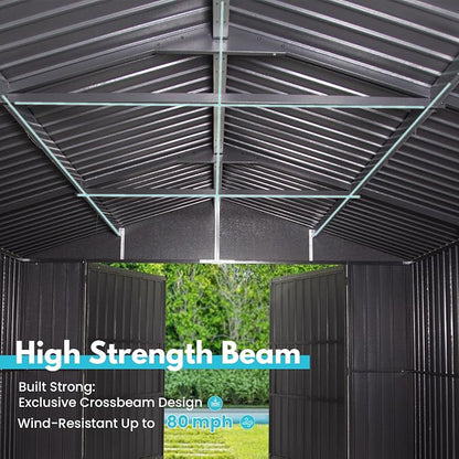 Domi 12'x25' Metal Garage Shed, Heavy Duty Outdoor Steel Carport - Image 4