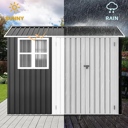 DWVO 8' x 6' Outdoor Storage Shed, Waterproof Metal Garden Shed - Image 4