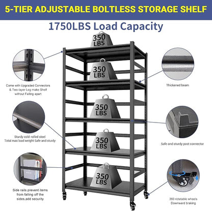 TOPKEY Metal Storage Shelf Garage Storage Shelves, Heavy Duty 5-Tier Utility - Image 4