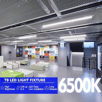 8FT LED Shop Light Fixture, 100W 15000LM 6500K, V Shape Linkable T8 Tube Lights - Image 3