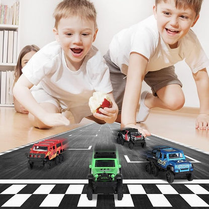 KIDAMI Diecast Toy Trucks 4 Pack Die Cast Metal Toy Cars Pull Back Cars - Image 5