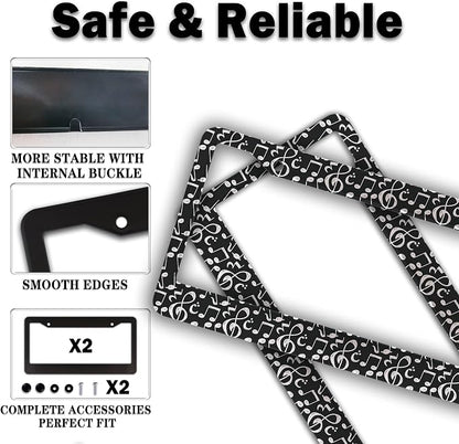 License Plate Cover for Car Black and White License Plate Frames Music Musical - Image 4