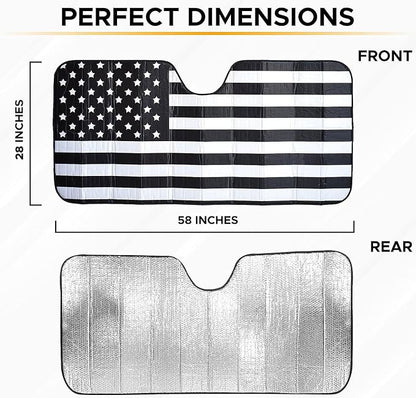 EcoNour Accordion Car Windshield Sun Shade American Flag Design | Reflective - Image 3