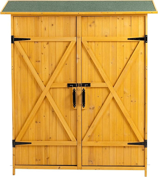 56" L x 19.5" W x 64" H Outdoor Wooden Storage Shed by Gejok