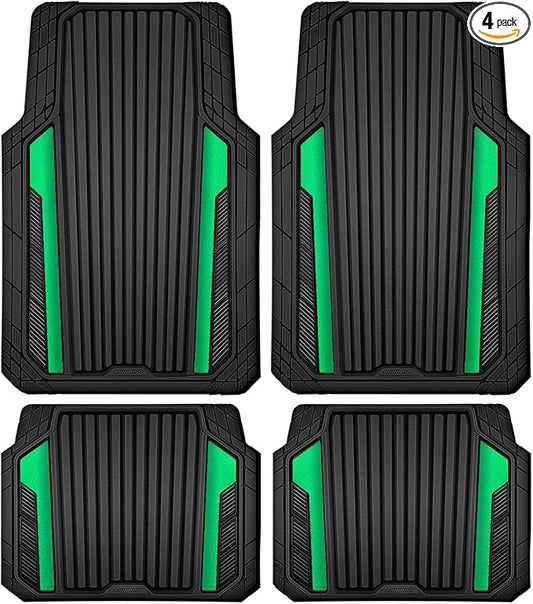 CAR PASS Heavy Duty Rubber Car Mats Metallic, Aluminum Film All Weather Floor by CARPASS
