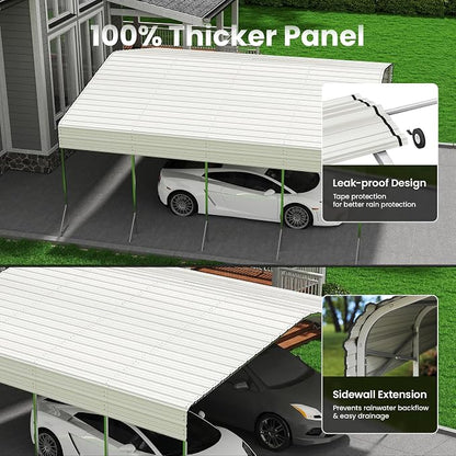 20x20ft Heavy Duty Metal Carport – Outdoor Galvanized Garage, Sturdy Structure - Image 3