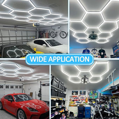 tewei Hexagon LED Garage Light, 7 Grids Hexagon Car Detailing Lighting Fixture - Image 7