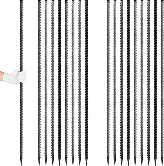Rebar Stakes 36 inches 16-Pack Concrete Form Stakes Straight 3/8" Diameter by Besitu