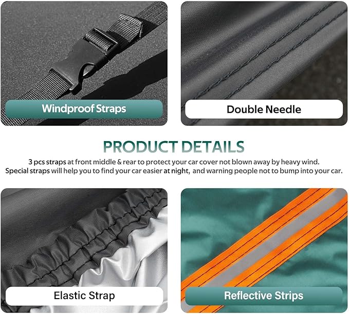 Car Covers for Hatchback Waterproof All Weather, Universal Fit for Mini Cooper - Image 3