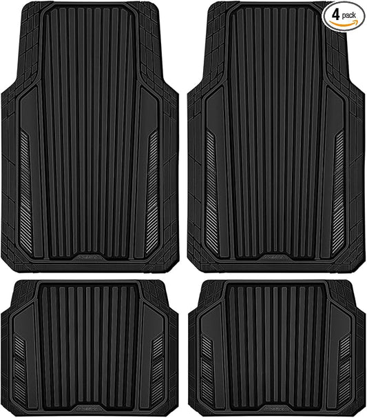 CAR PASS Heavy Duty Sporty Rubber Car Mats, Deep Dish All Weather Car Floor by CARPASS