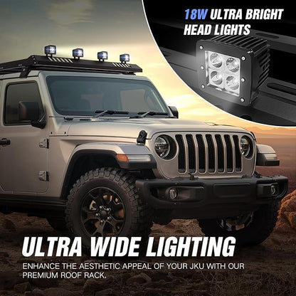 Roof Rack Cargo Basket with 4PCS LED Light Bar Compatible - Image 4