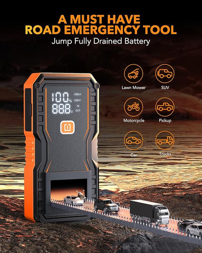OXILAM Jump Starter 6000A for All Gas/12L Diesel, Car Battery Jumper Starter - Image 3