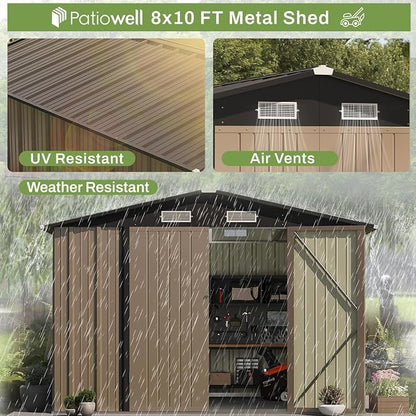 Patiowell 8x10 FT Outdoor Storage Shed - Image 8