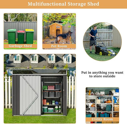 Vongrasig Outdoor Storage Shed, 6 x 4 FT Outside Metal Garden Shed - Image 7