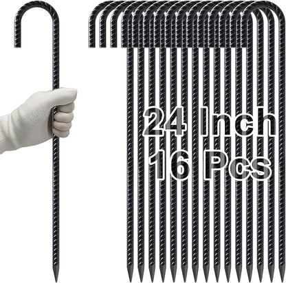 VVOKGO Rebar Stakes 24 Inch J Hook Heavy Duty Ground Anchors, 3/8 Inch Diameter by VVOKGO