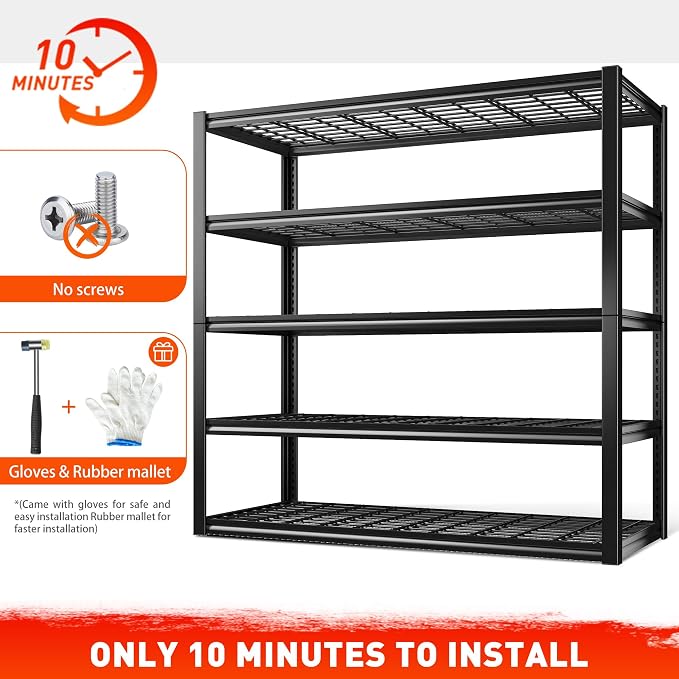 REIBII 48.2''W Garage Shelving Heavy Duty Metal Shelving 3000LBS Storage - Image 8