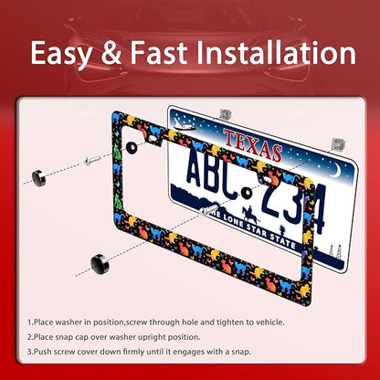 Colorful Cat License Plate Frame Cute Pet Butterfly License Plate Holder Funny - Image 3