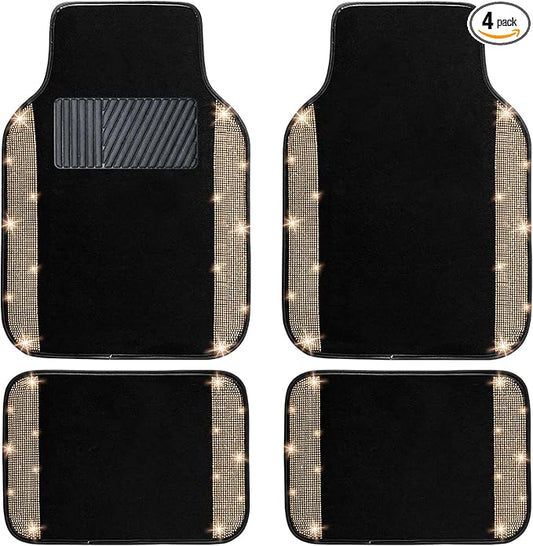 NBTEPEM Gold Bling Car Floor Mats Full Set, Universal Fit Most Cars by NBTEPEM