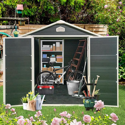 6x8 FT Outdoor Storage Shed, Resin Garden Shed - Image 2
