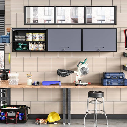 Metal Wall Cabinet with Locking Door and Shelf, Hanging Garage Cabinets with - Image 2
