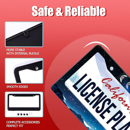Personalized License Plate Frame Moon Phase Mountains Stainless Steel Accessory - Image 3