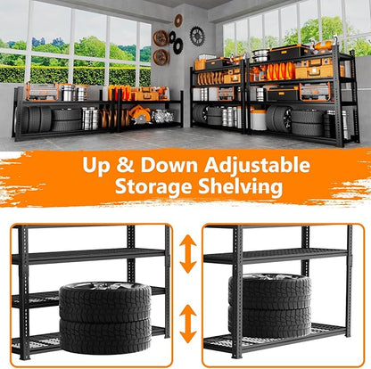 Storage Shelves Heavy Duty 3 PCS, 4-tier Adjustable Metal Industrial Utility - Image 5