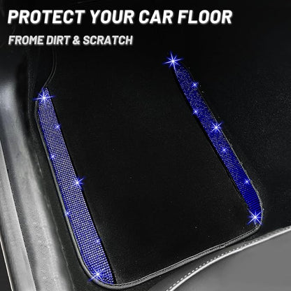 NBTEPEM Blue Bling Car Floor Mats Full Set, Universal Fit Most Cars - Image 8