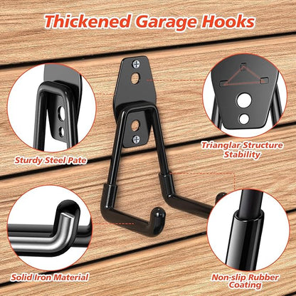 30 Pack Heavy Duty Garage Hooks, Solid Steel Wall Mount Hangers, - Image 3