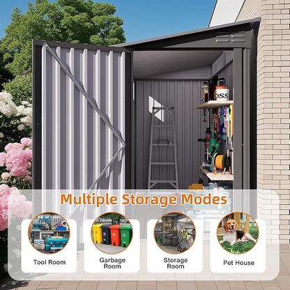 4x9 FT Outdoor Storage Shed, Lean to Metal Shed W/Window, All Weather - Image 6