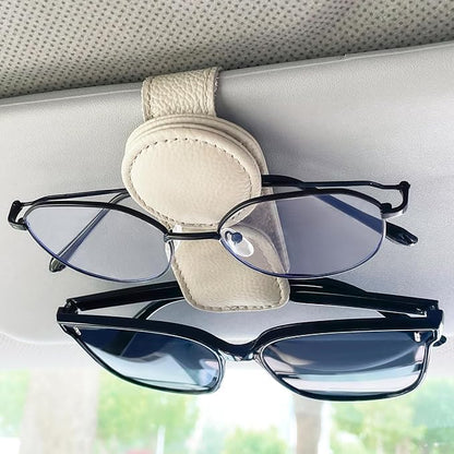 KIWEN Sunglasses Holder for Car Visor, Magnetic Leather Sunglass Eyeglass - Image 7