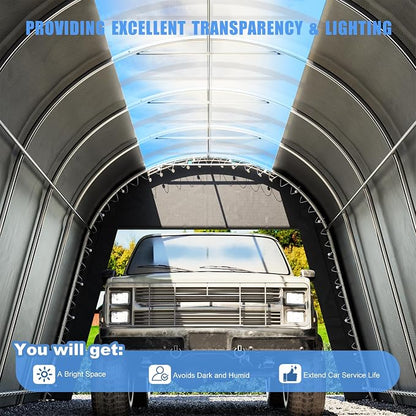 Carport 12x20 ft Heavy Duty w/Translucent Roof, All-Season Waterproof UV - Image 3