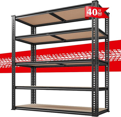 REIBII 40" W Garage Shelving 2500LBS Storage Shelves 72" H Metal Shelving 5 by REIBII