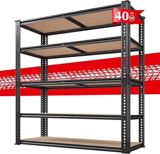 REIBII 40" W Garage Shelving 2500LBS Storage Shelves 72" H Metal Shelving 5 by REIBII