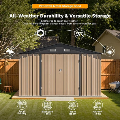 Patiowell 10 x 12 FT Metal Storage Shed - Image 6