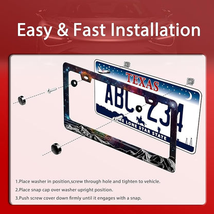 Starry Sky Mountains License Plate Frame Beautiful Galaxy License Plate Holder - Image 3
