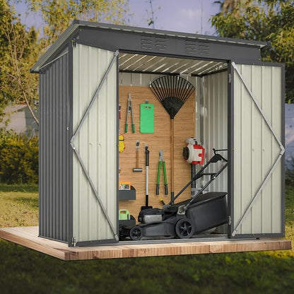 Outdoor Storage Shed, 6 X 4ft Metal Galvanized Steel Garden Shed by Hohuqeri