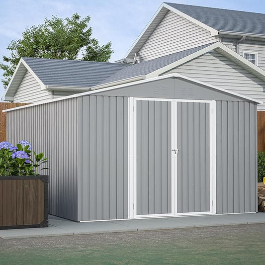 Metal Shed10x12 ft Outdoor Storage Shed, Metal Steel Utility Tool Shed Storage by Jaxilyn